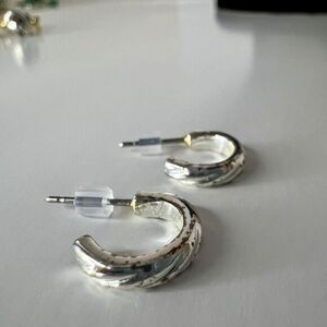 Silver Tone Small Hoop Earrings